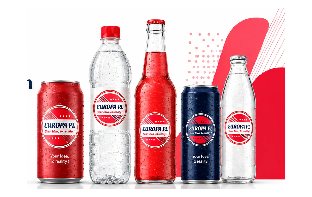 Europa Private Labels beverage packaging in cans, PET and glass